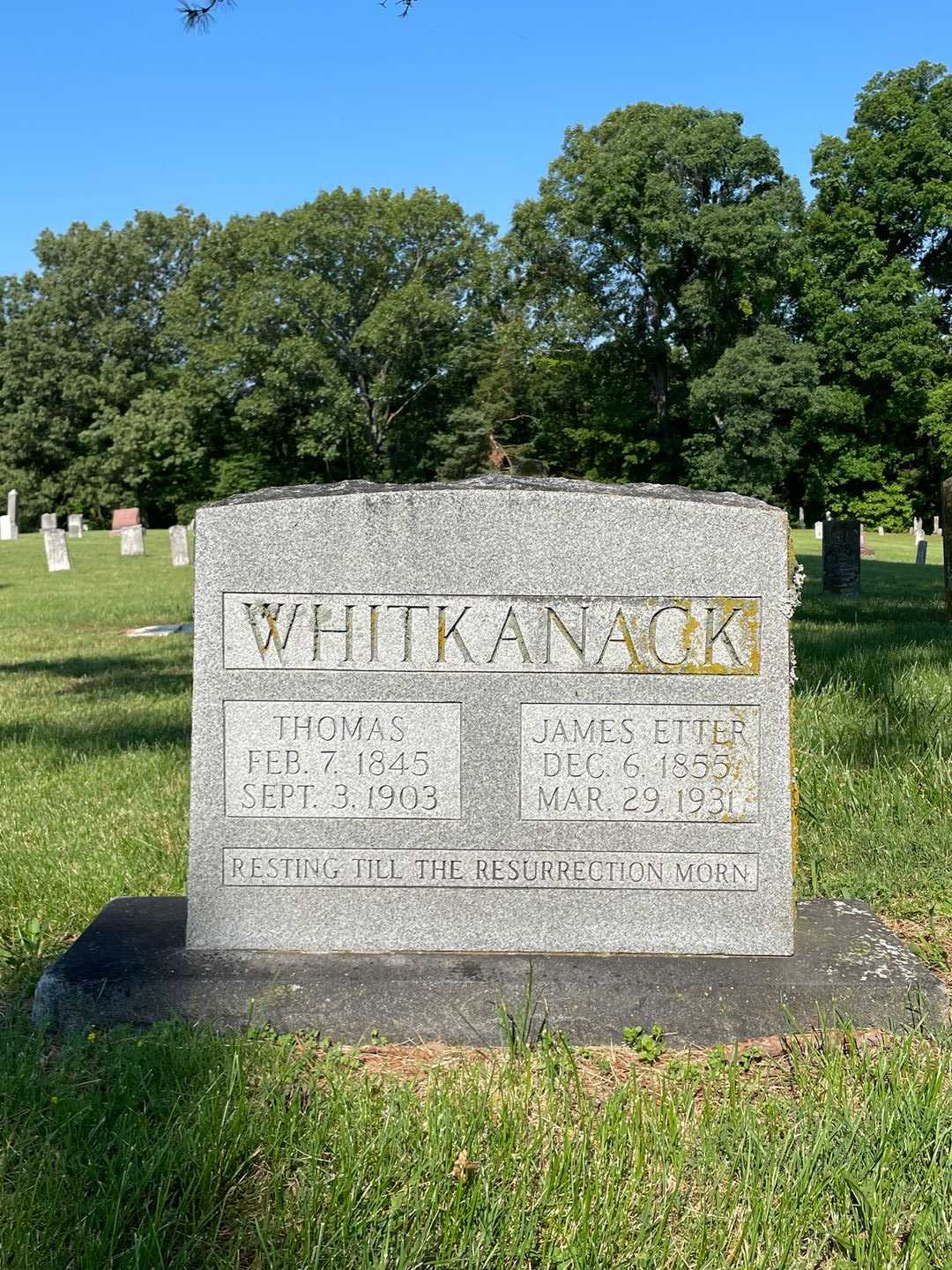 James Etter Whitkanack's grave. Photo 1