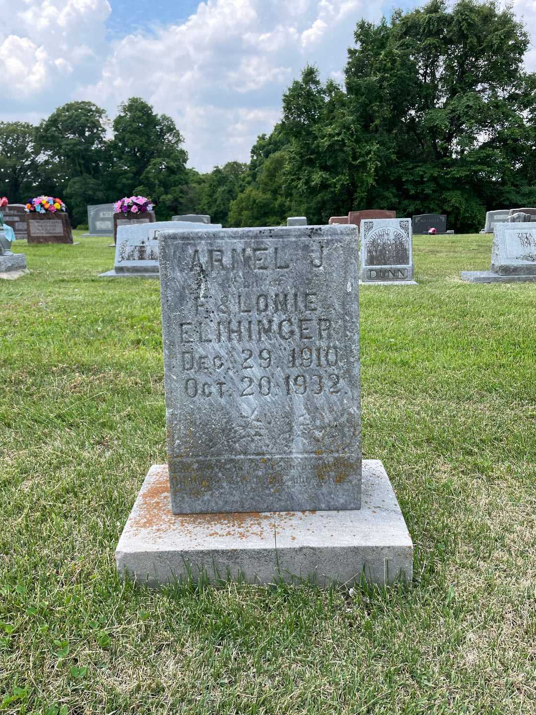 Arnel J. Elihinger's grave. Photo 1