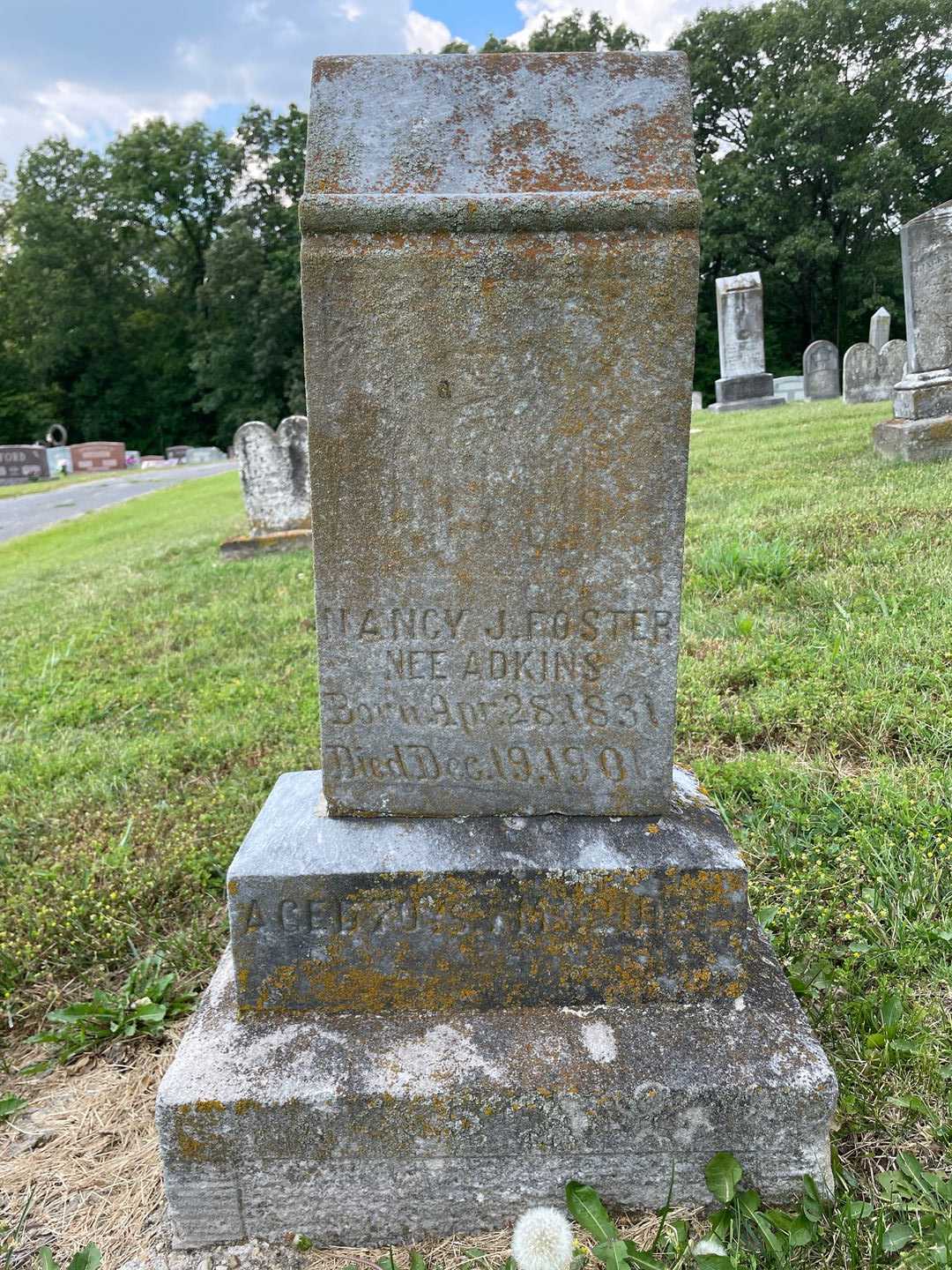 Nancy J. Adkins Foster's grave. Photo 1