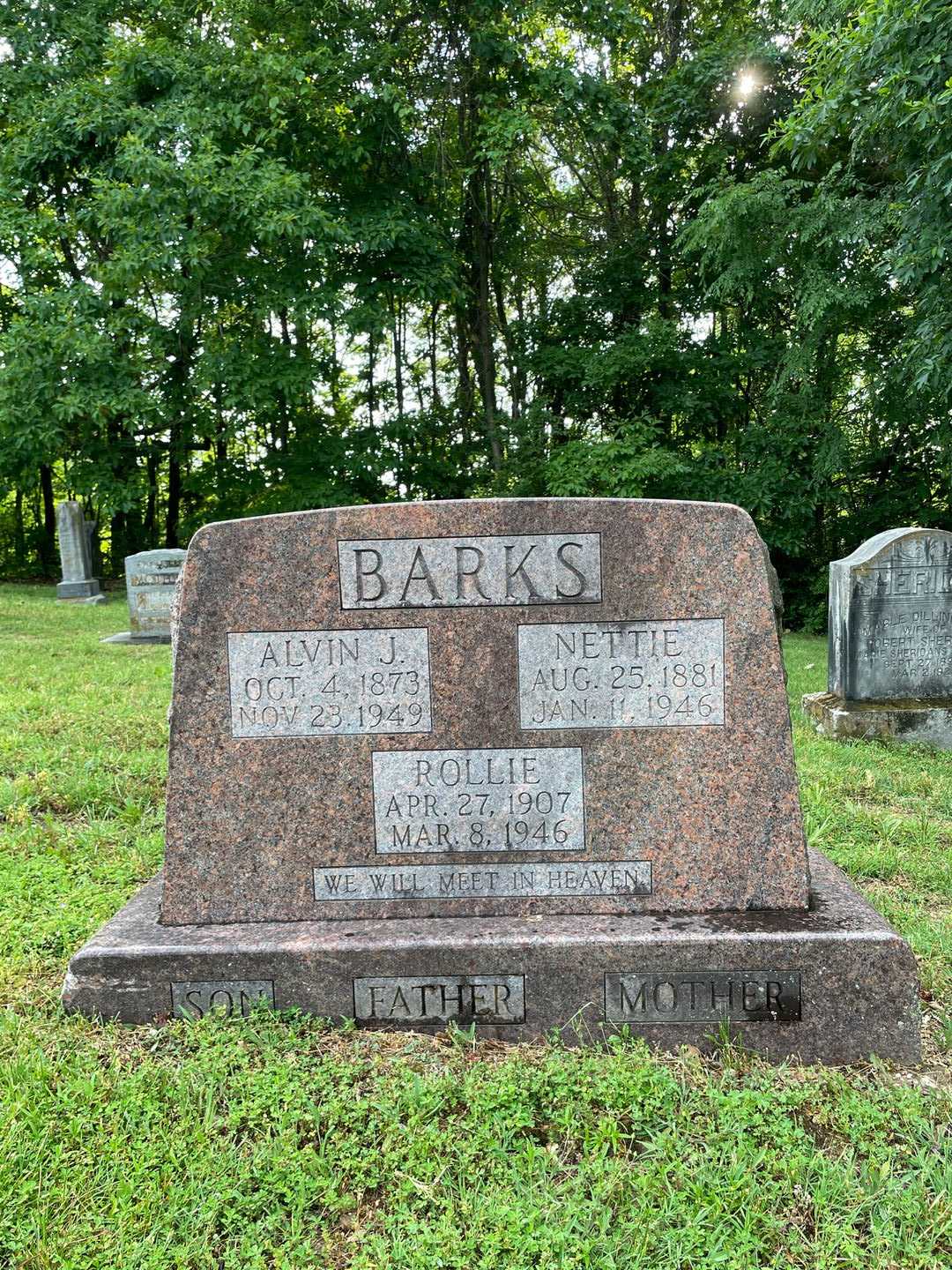 Alvin J. Barks's grave. Photo 1