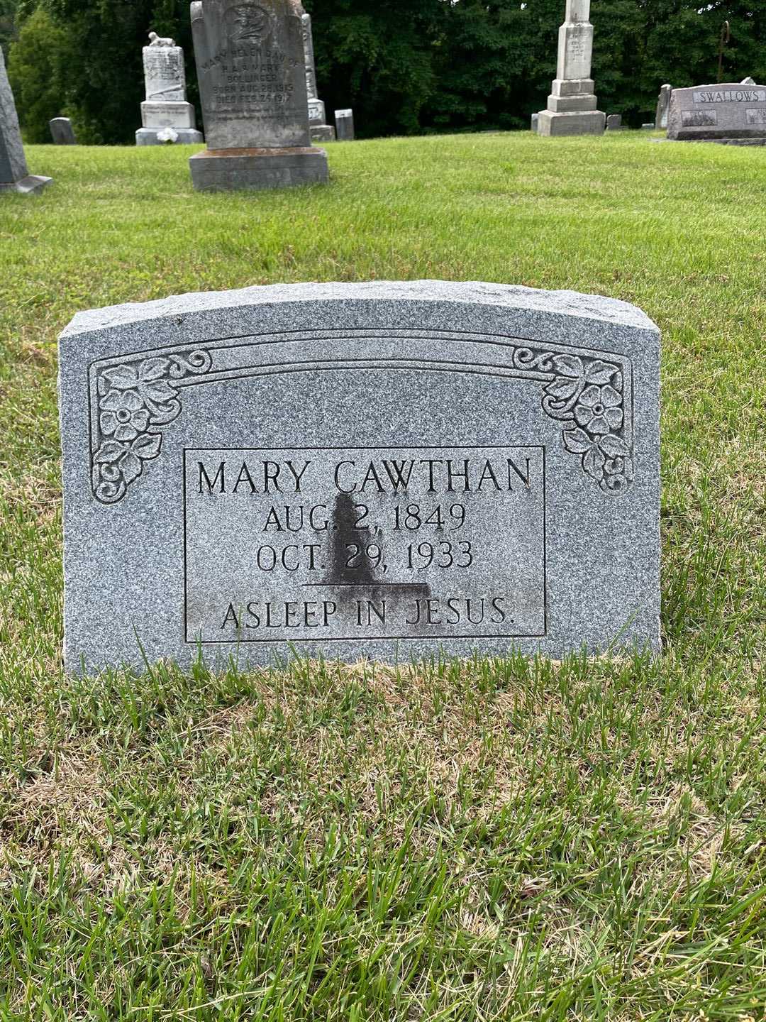 Mary Cawthan's grave. Photo 1