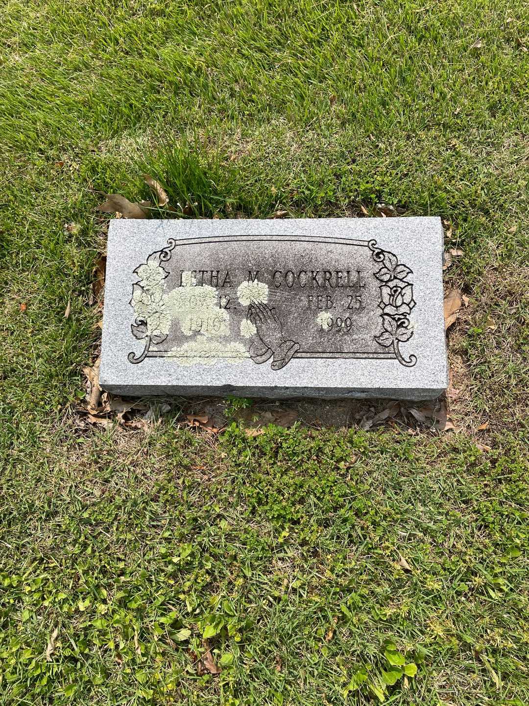 Letha M. Cockrell's grave. Photo 1